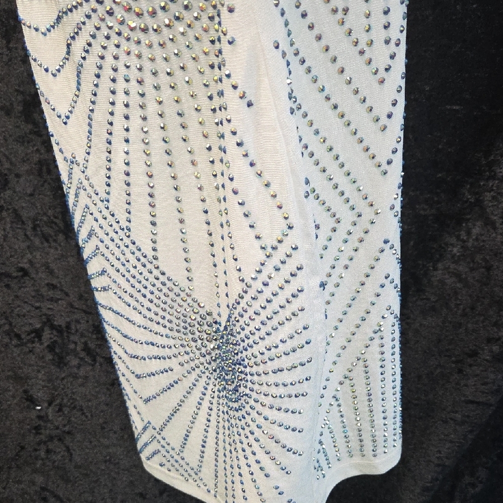 Banjul White Bodycon Fit With Rhinestone Pattern. XS - Picture 15 of 15